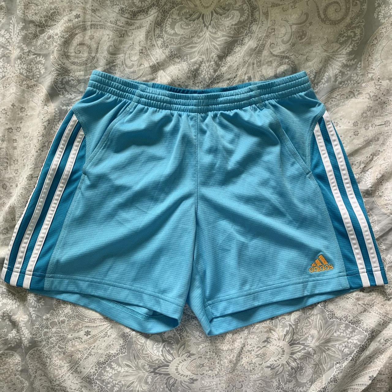 small blue adidas tennis shorts youth xl (fits like... - Depop