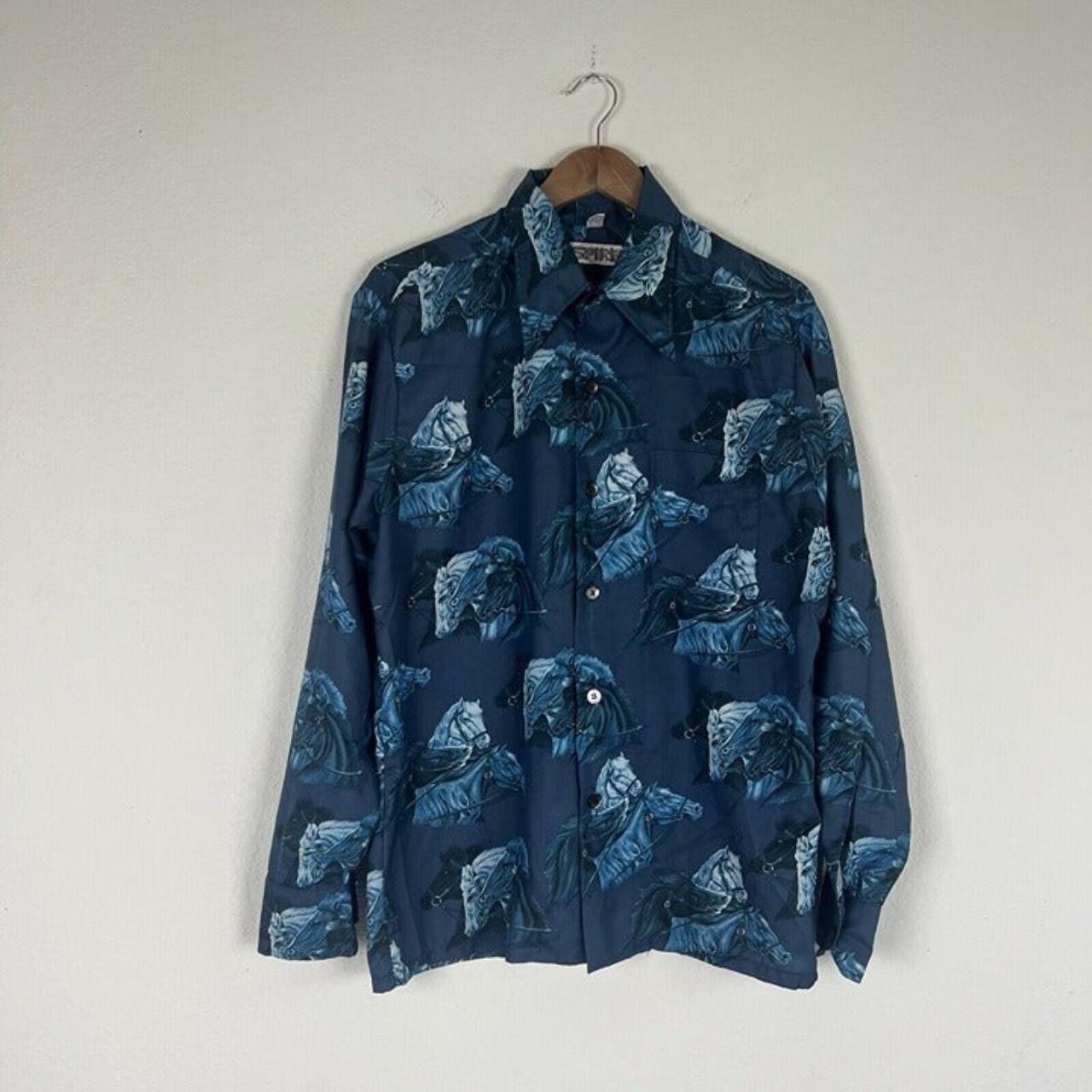 Spire California Vintage 70s Blue Western Horse... - Depop