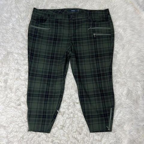 Green plaid skinny on sale pants