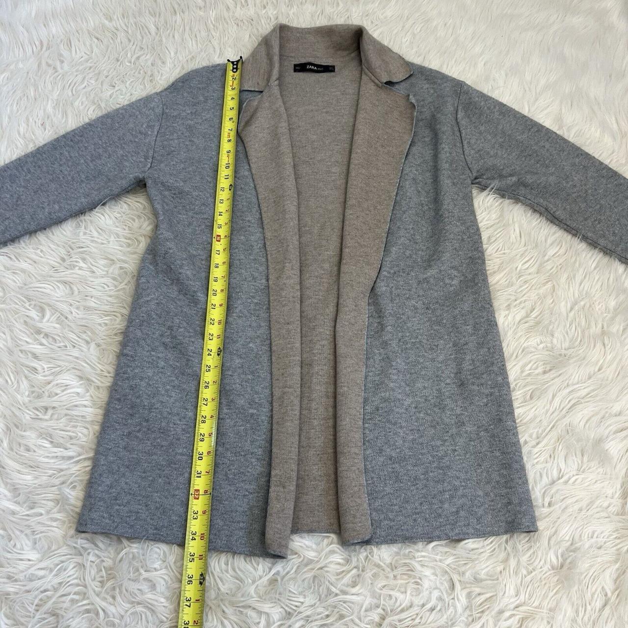 Zara Grey Knit Women's Soft Open Front Long Depop
