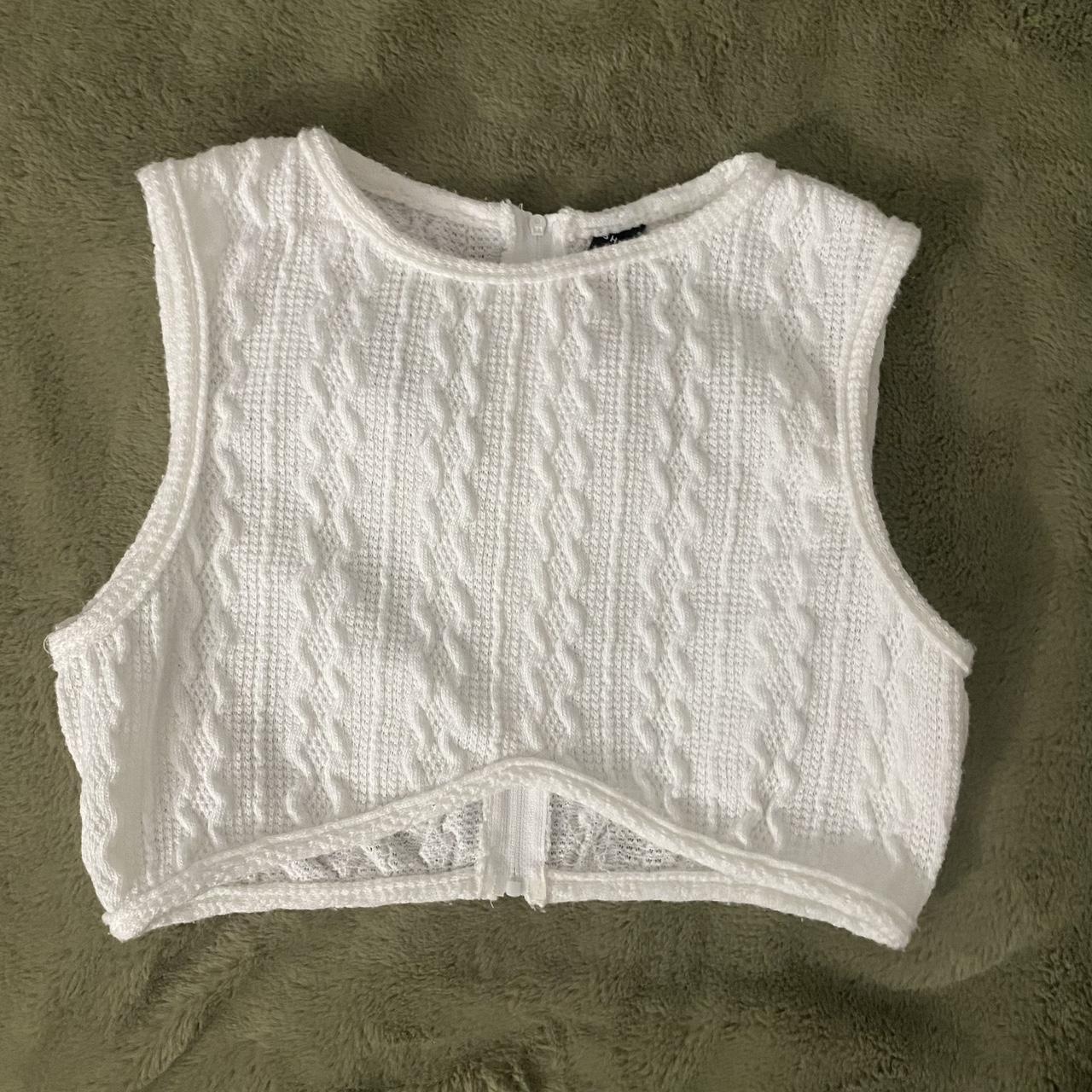 White crop top (ends right under the boob) A... - Depop