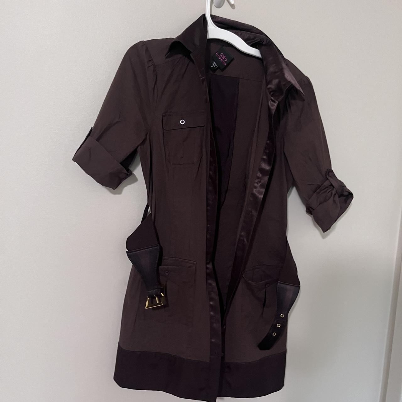 brown military style y2k jacket/blazer dress.... - Depop