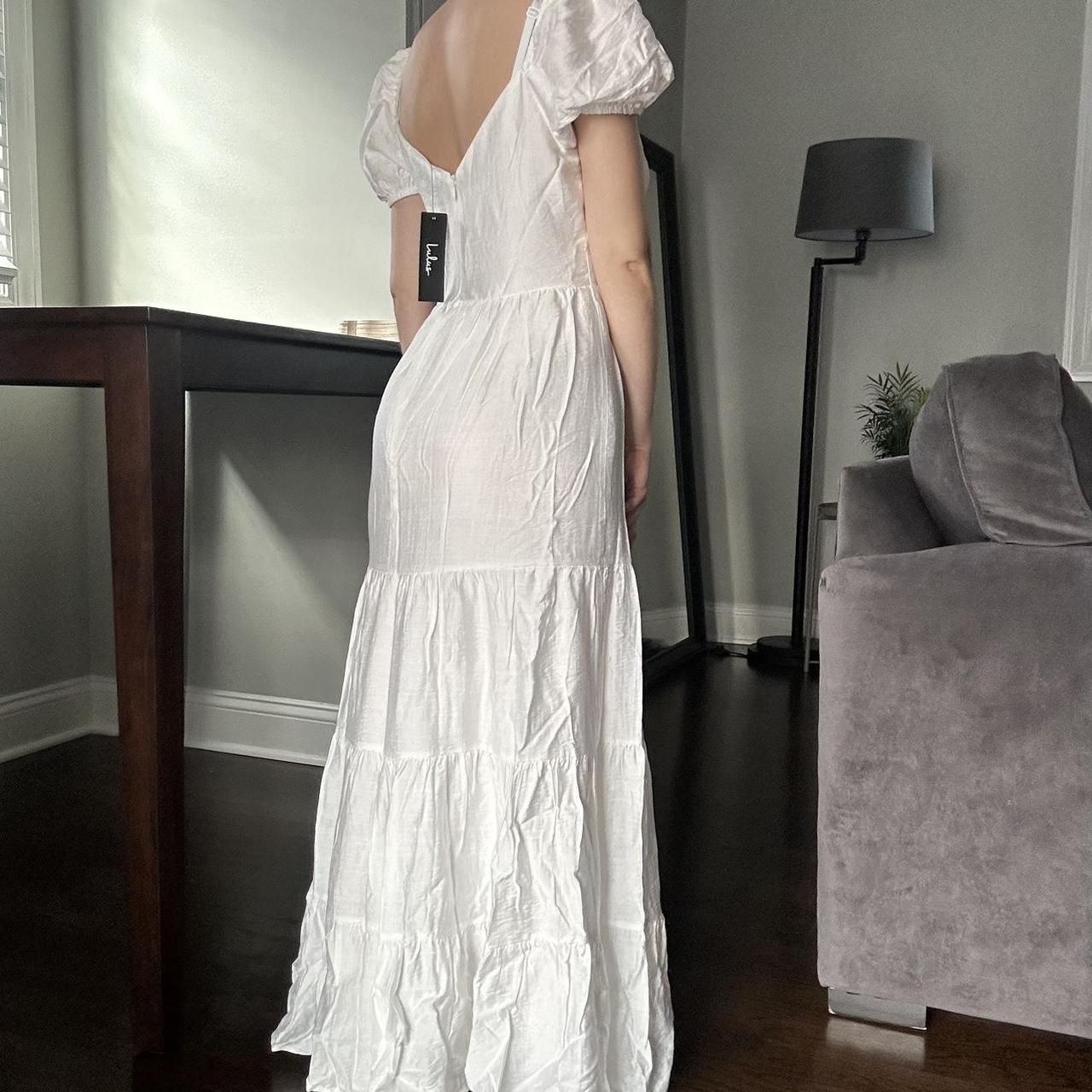 La Vita Bella White Puff Sleeve Maxi Dress