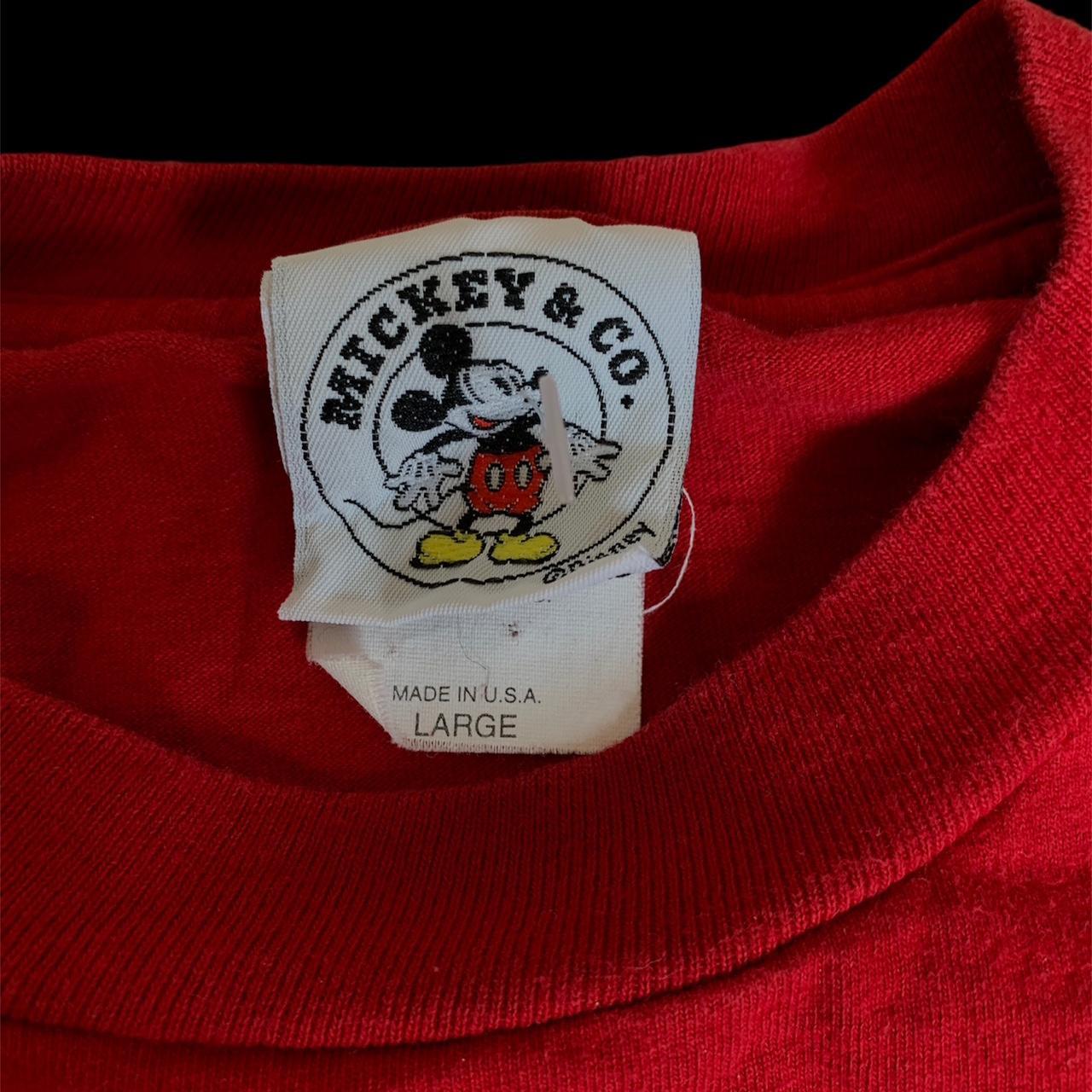 deep red vintage Mickey Mouse stitched t shirt... - Depop