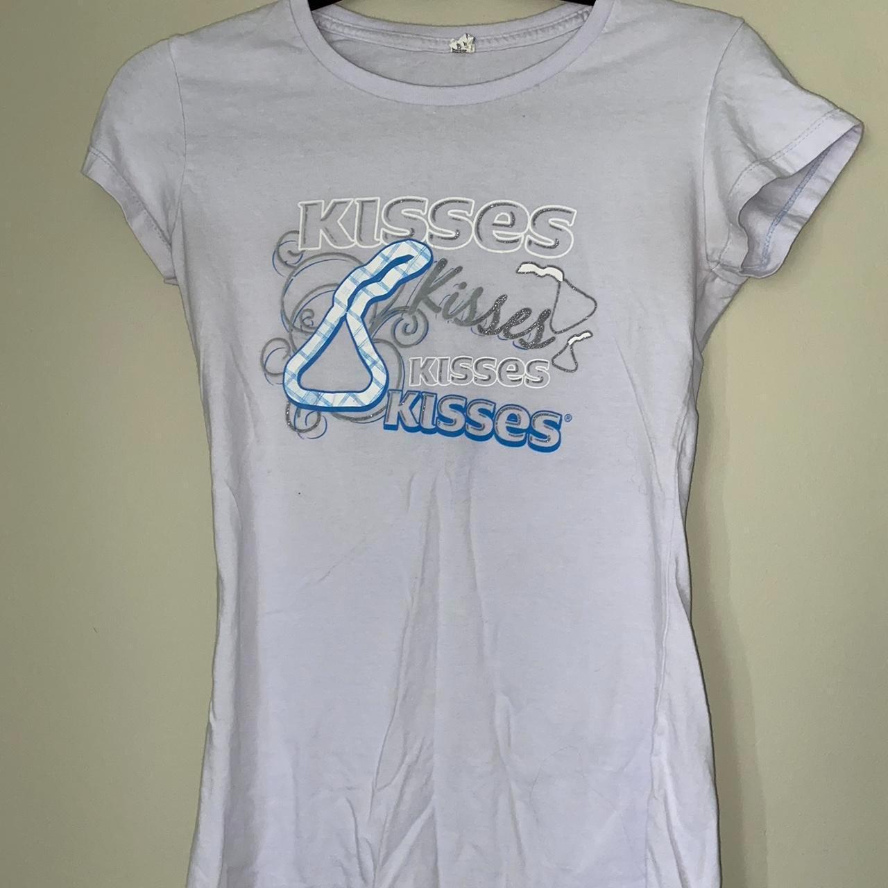 baby blue graphic tshirt with Hershey kisses... Depop