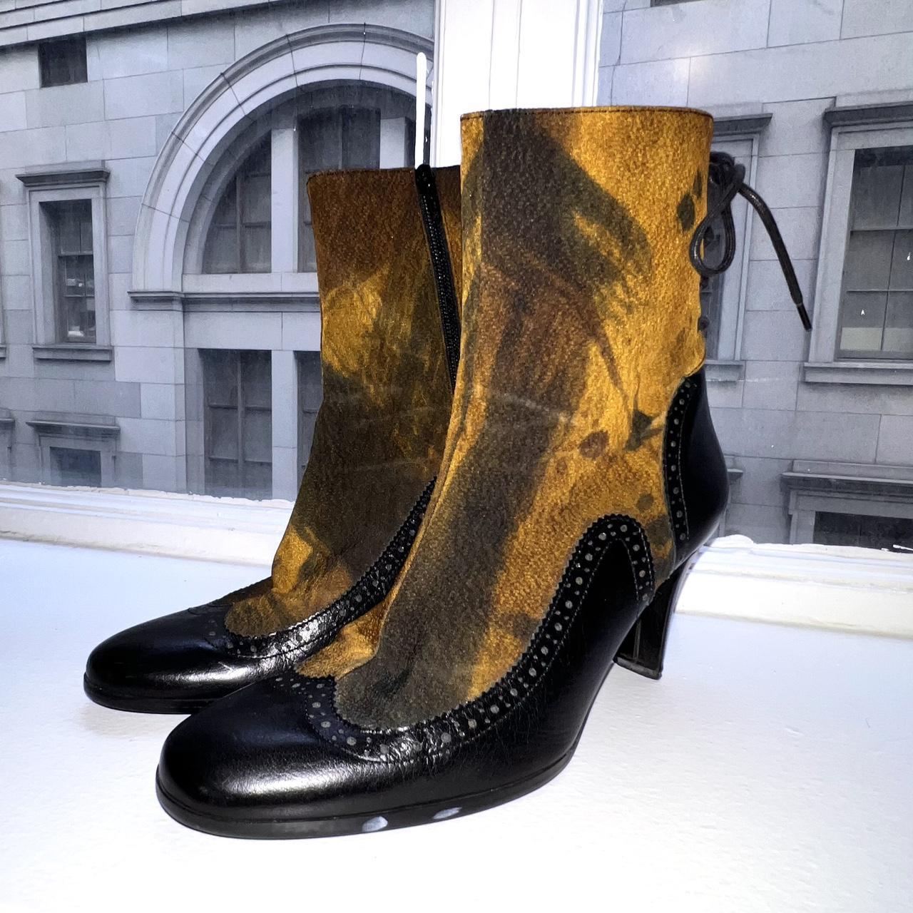 Women's Black and Orange Boots Depop