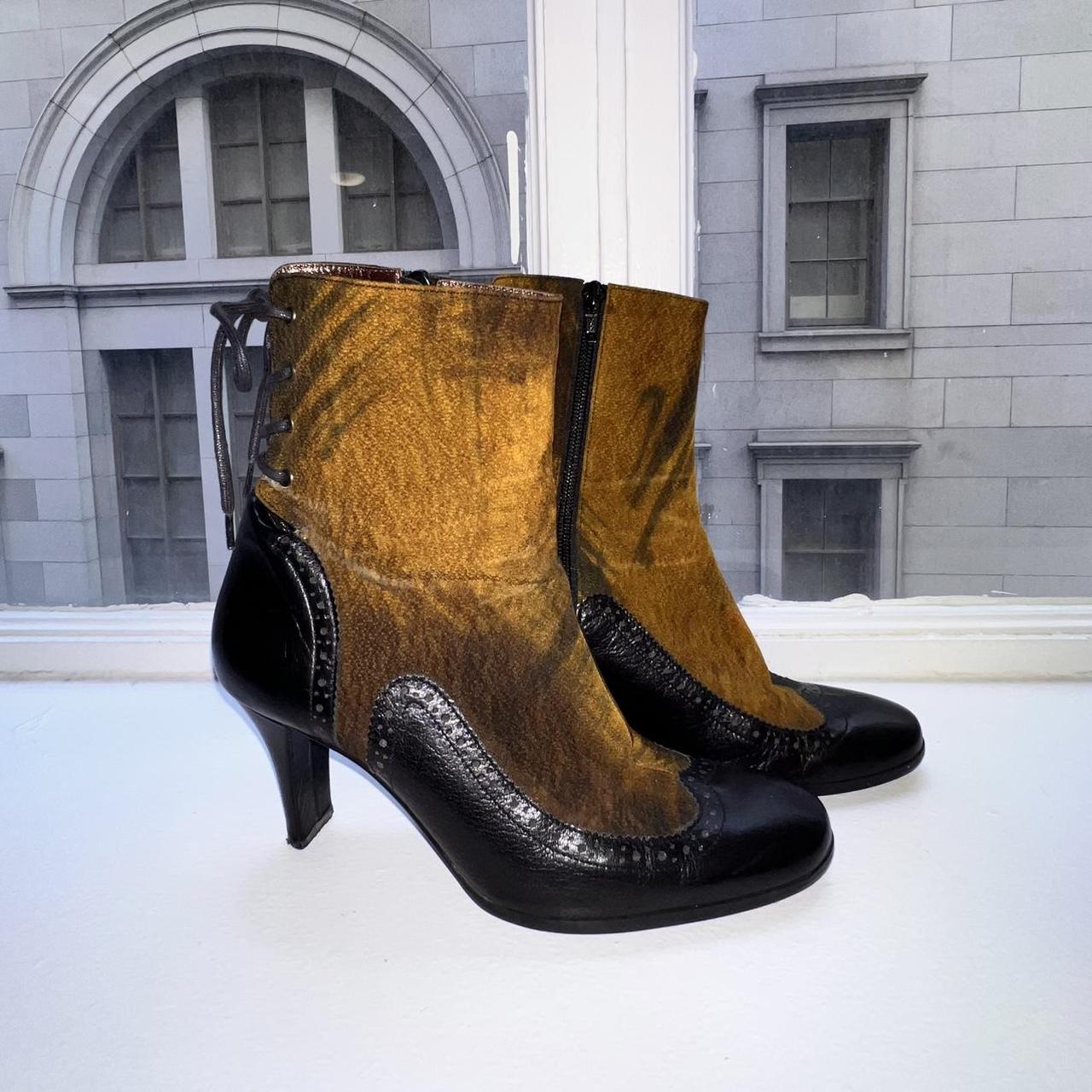 Women's Black and Orange Boots Depop