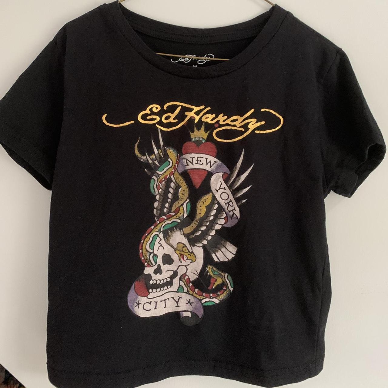 Ed hardy baby tee Labeled medium but fits xxs-xs... - Depop