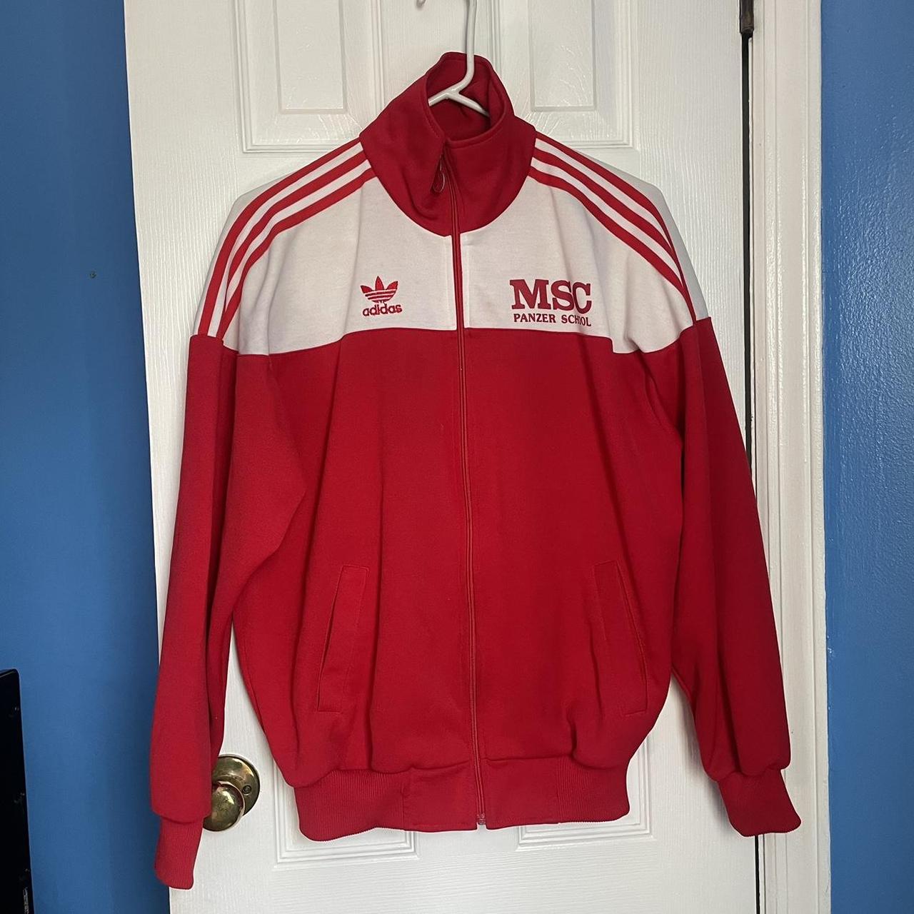 Adidas Men's Red and White Top | Depop