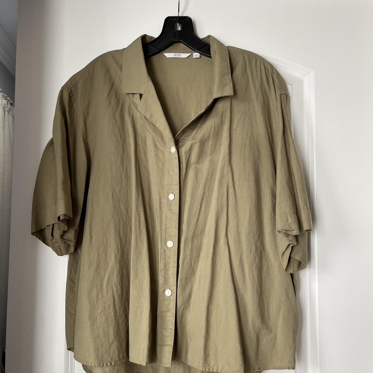 UNIQLO Women's Khaki and Green Shirt | Depop