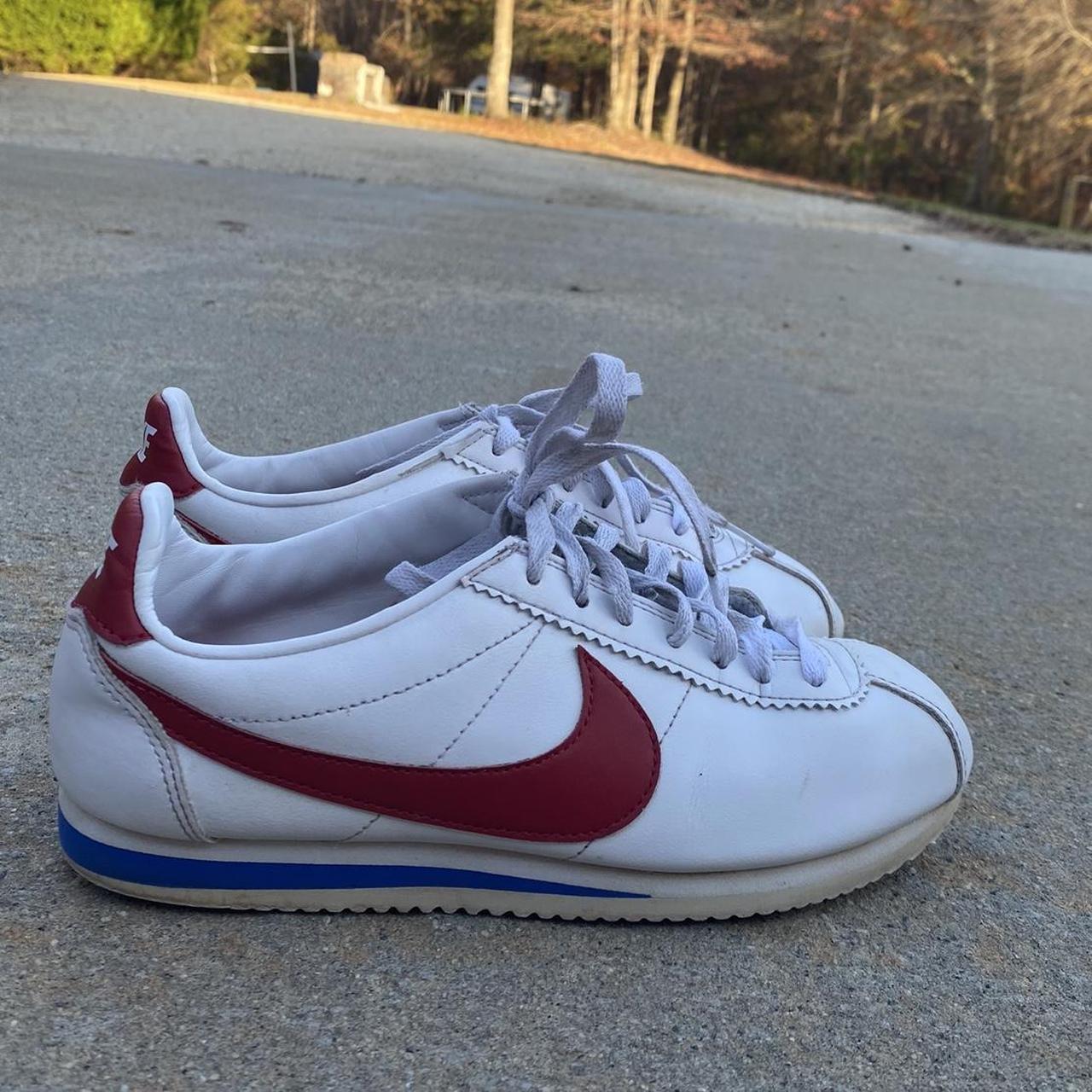 Vintage Nike Cortez Red White and Blue... - Depop