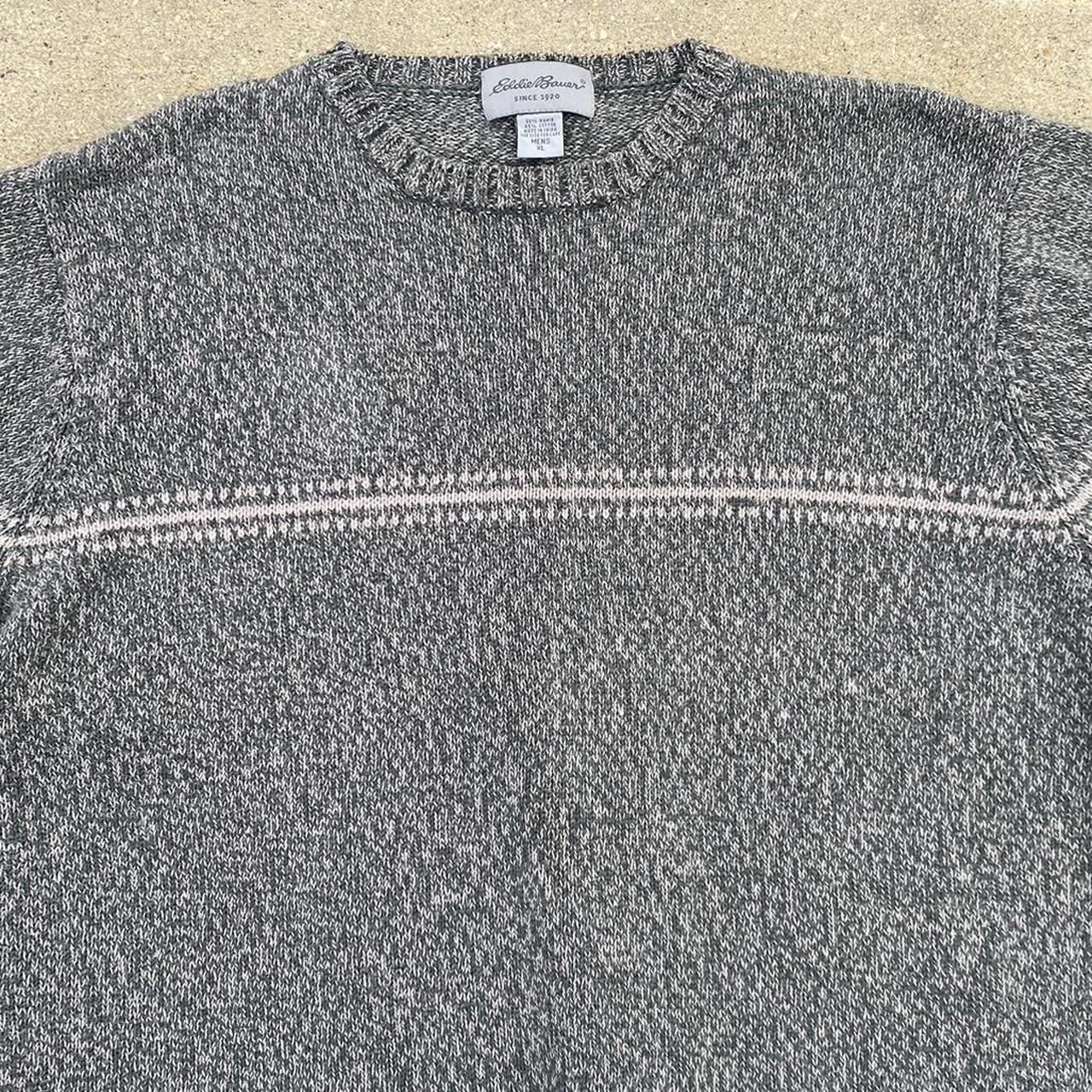 Eddie Bauer Men's Green and Grey Jumper | Depop