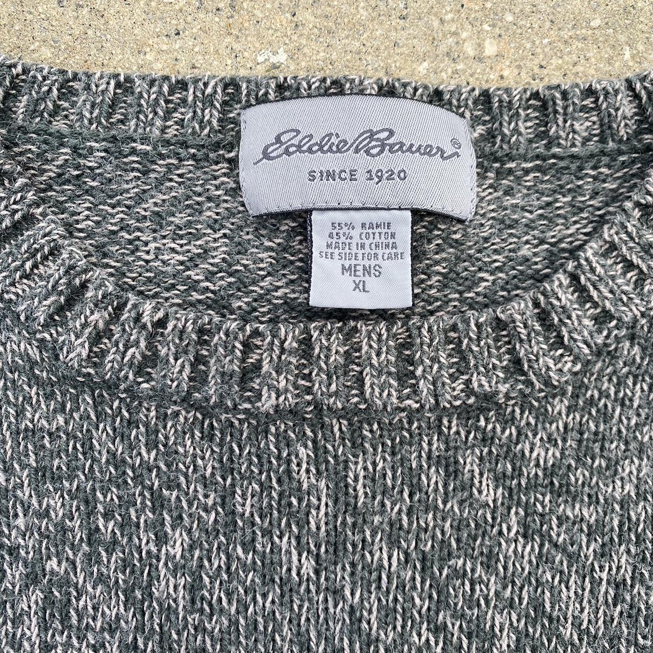 Eddie Bauer Men's Green and Grey Jumper | Depop