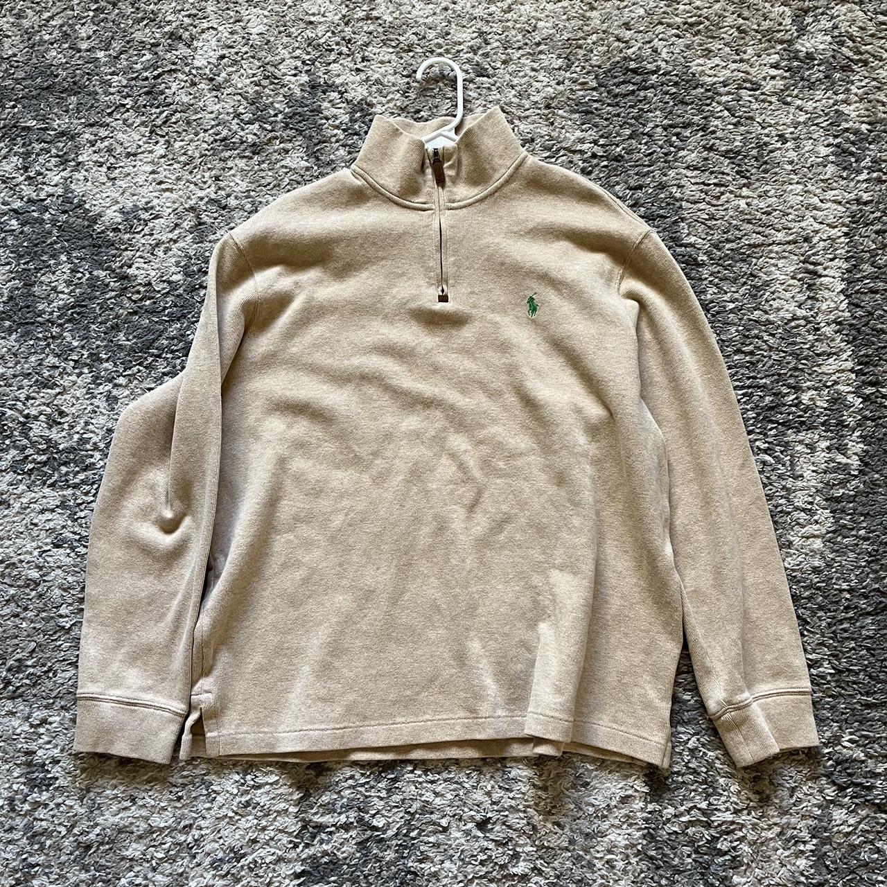 Polo ralph lauren quarter zip tan/ green horse