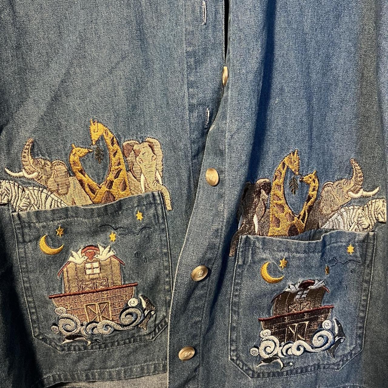 Christopher Banks Button Down Embroidered Blue Jean... - Depop