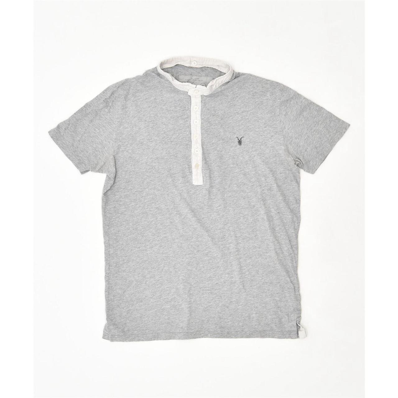 ALL SAINTS Mens Polo Shirt Medium Grey... Depop