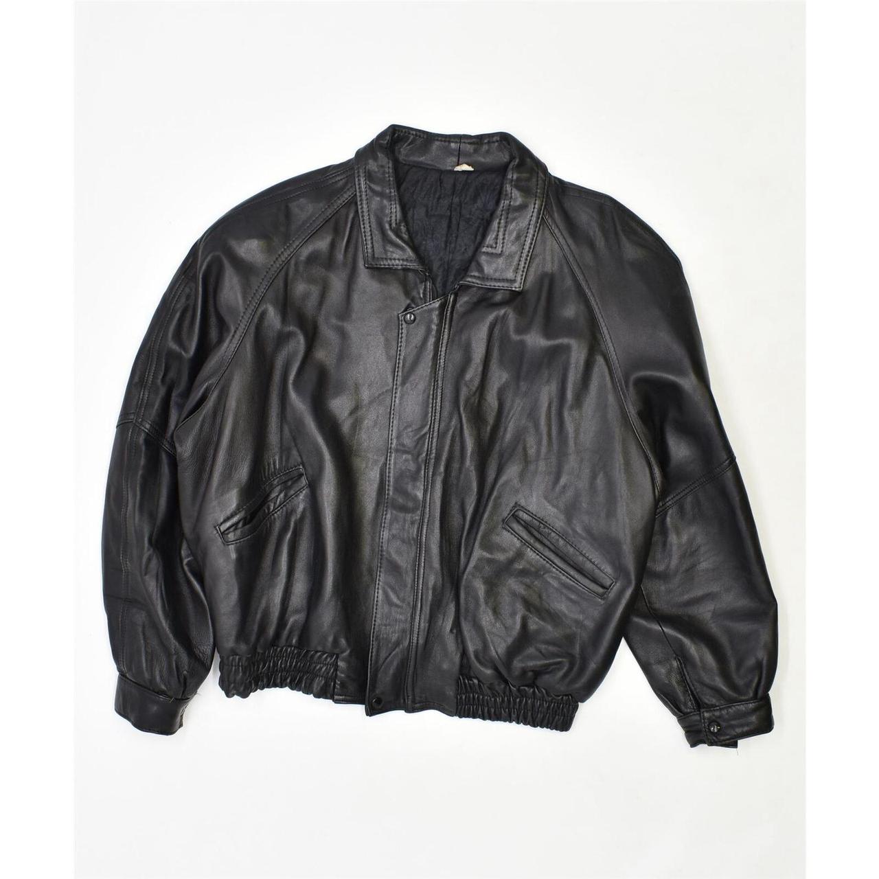 VINTAGE Mens Leather Jacket UK 42 XL Black Size... Depop