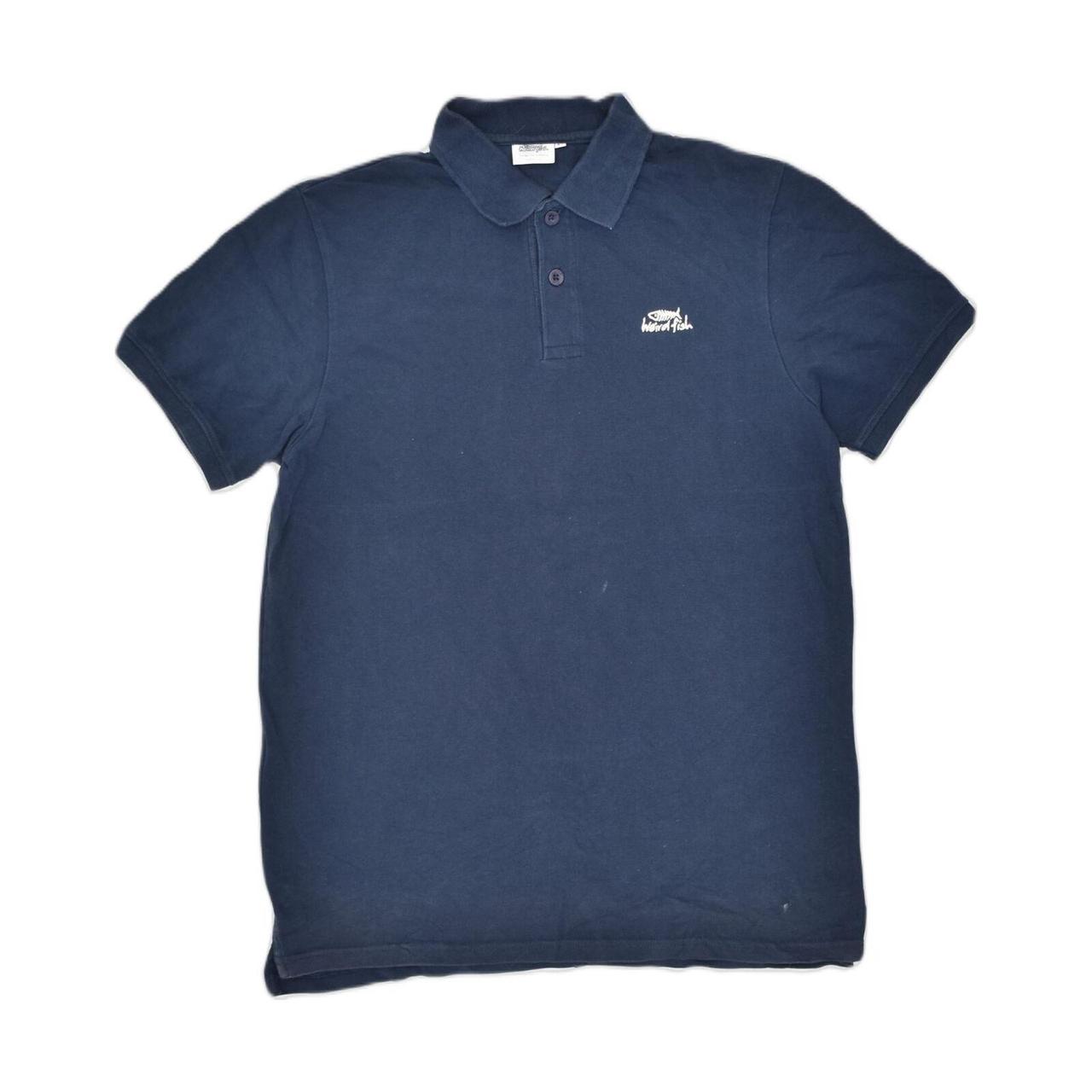 WEIRD FISH Mens Polo Shirt Medium Navy Blue... Depop