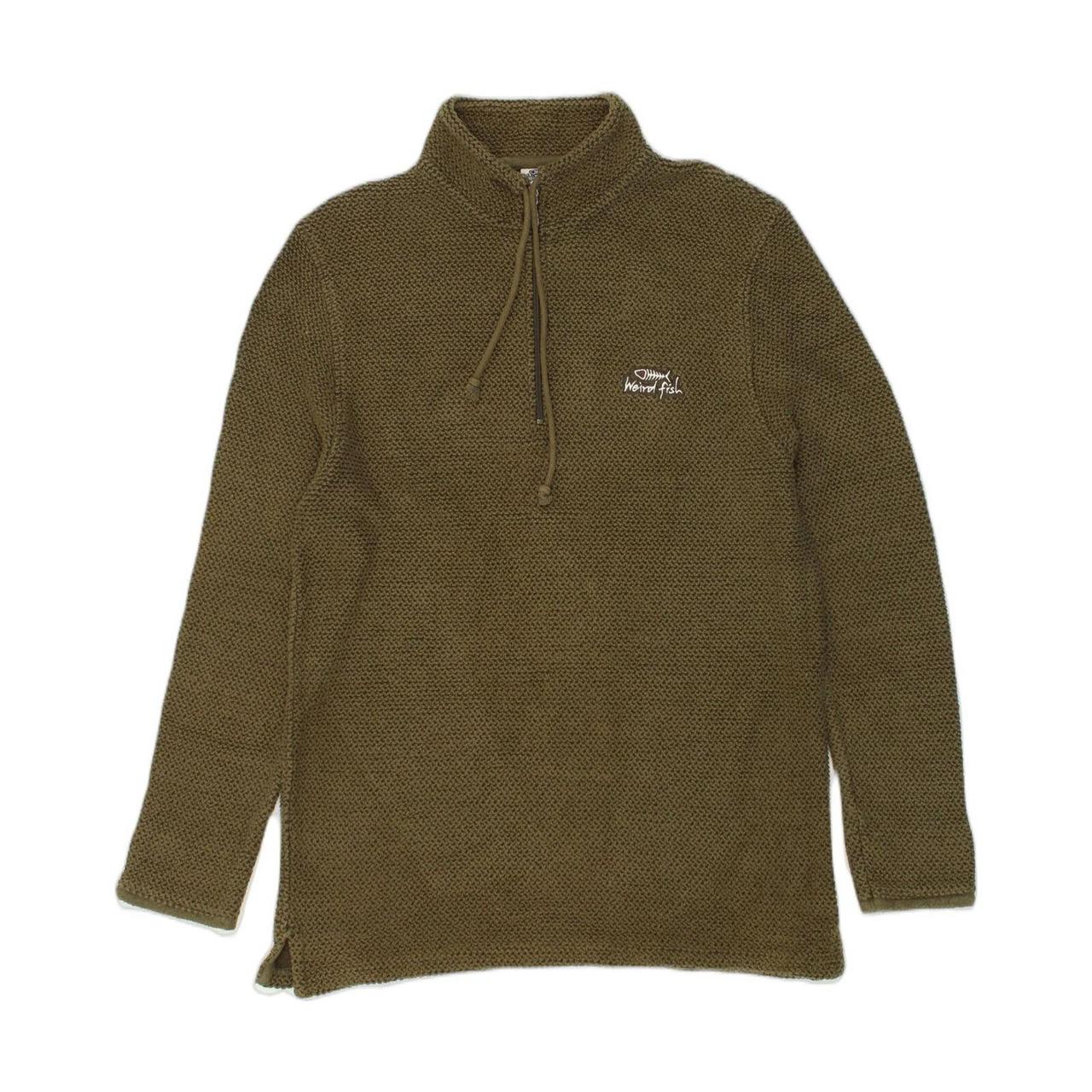 WEIRD FISH Mens Zip Neck Jumper Sweater XL Green... Depop