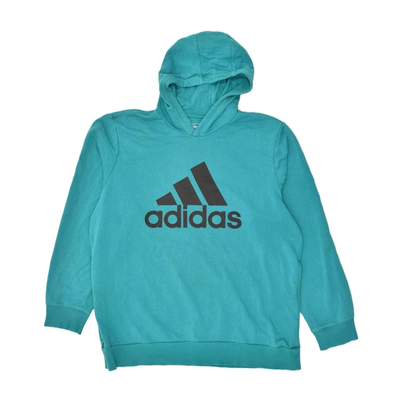 ADIDAS Mens Climalite Graphic Hoodie Jumper XL Blue... - Depop