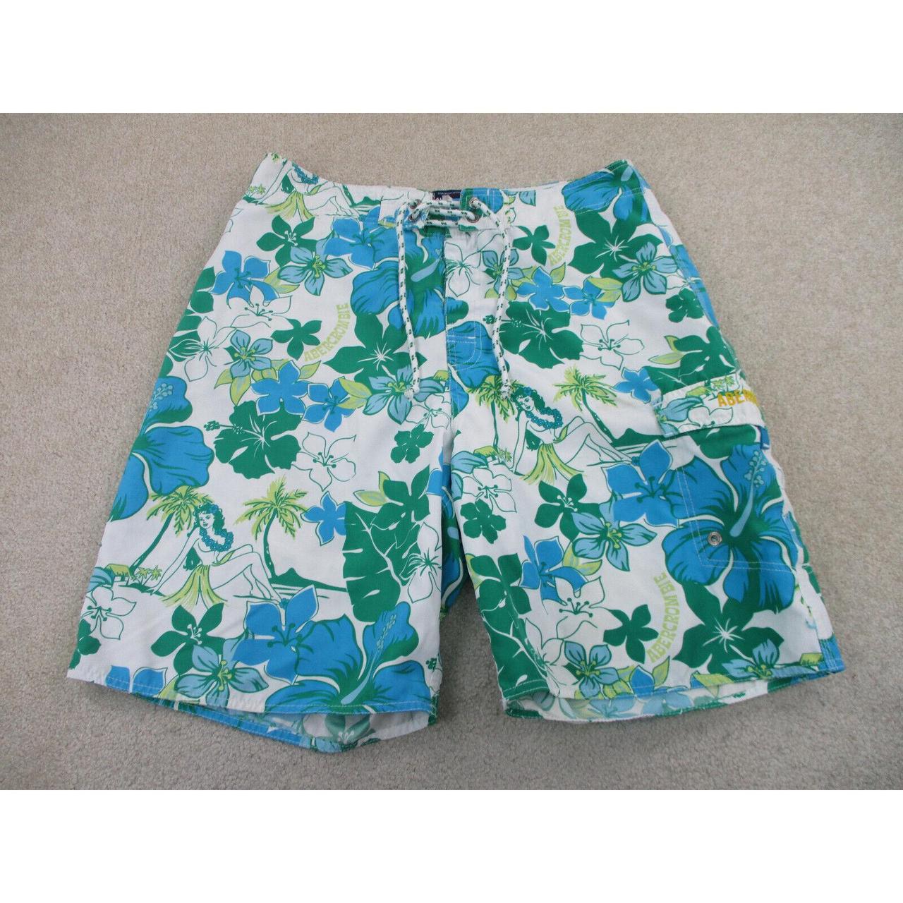 Abercrombie & Fitch Swim Trunks Mens 34 White Blue... Depop