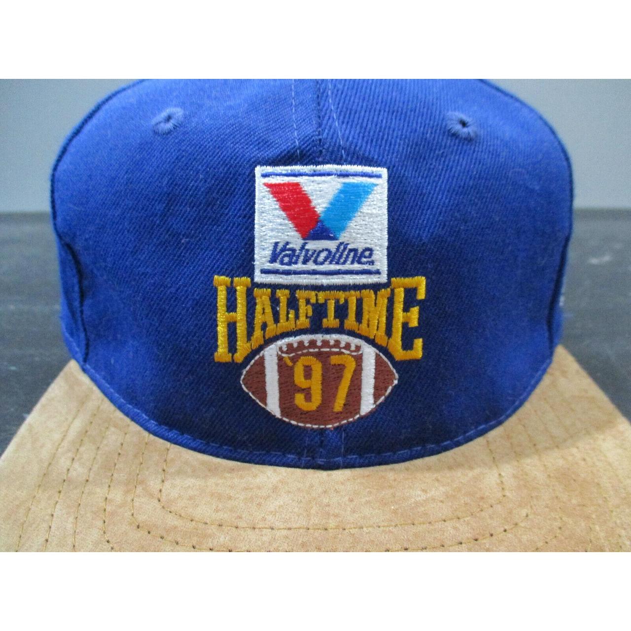 VINTAGE Football Hat Cap Snap Back Blue Brown... Depop