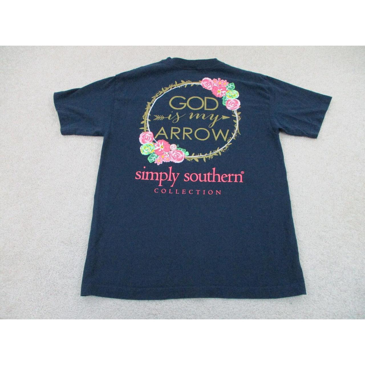 Simply Southern Shirt Womens Small Green Pink Go Preppy Long