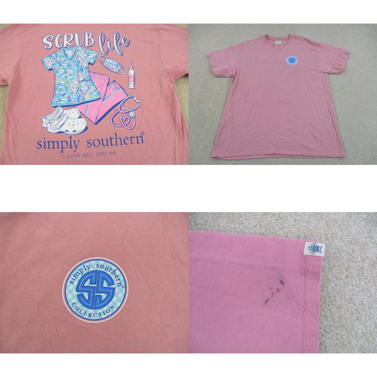 Simply Southern Shirt Womens Large Pink Blue Scrub Life Preppy