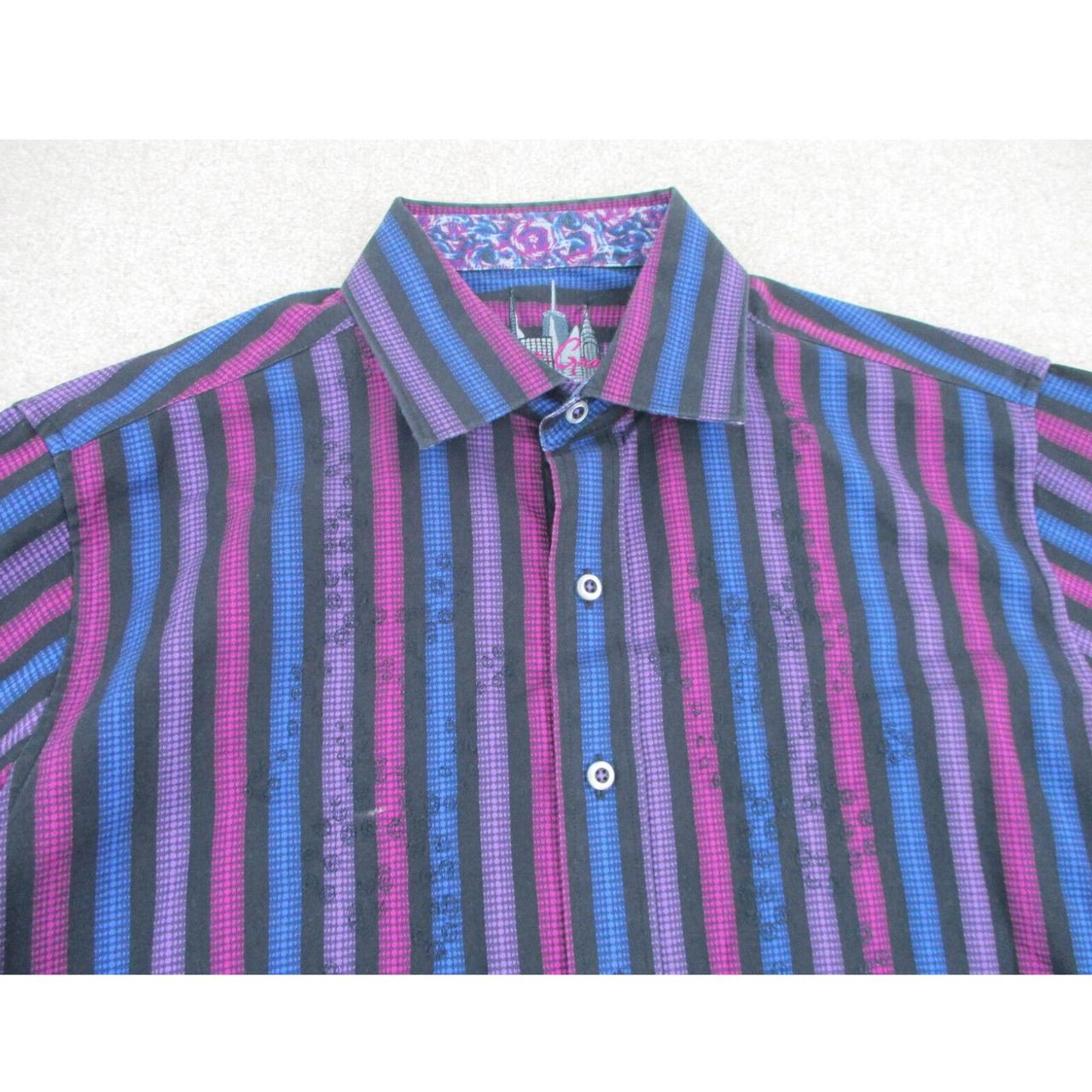 Robert Graham Men S Purple And Blue Shirt Depop