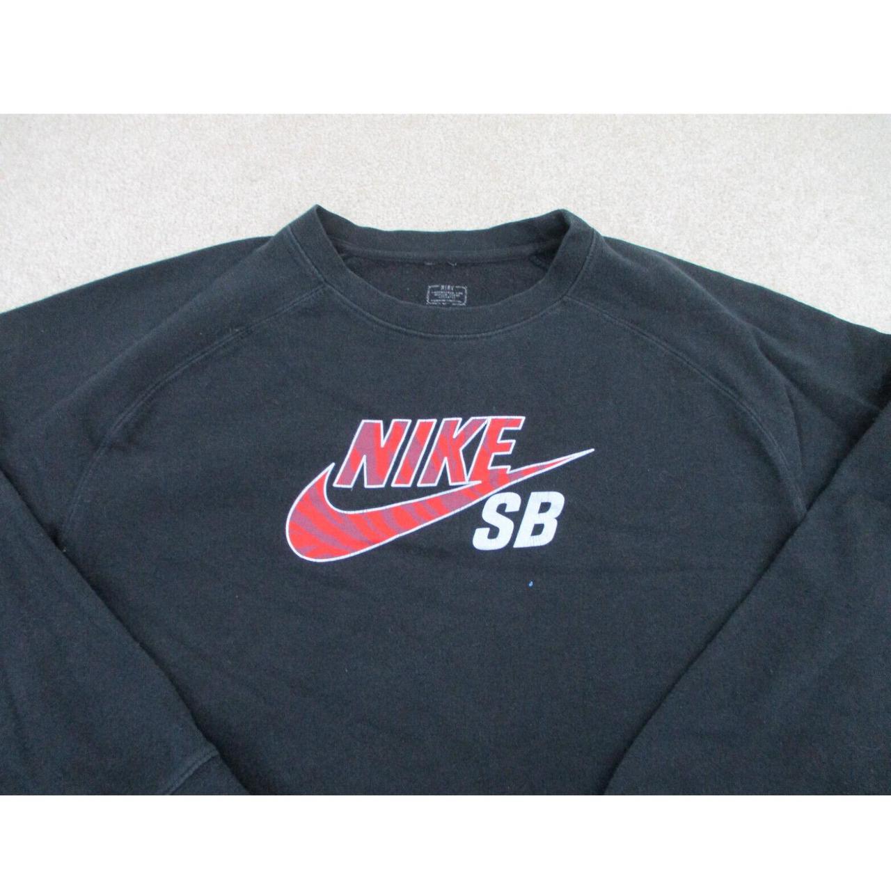 Nike Sweater Adult Small Black Red Swoosh Pullover Depop