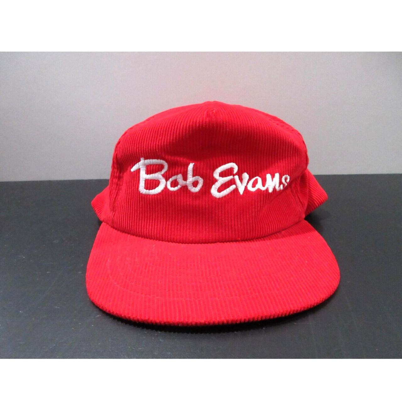 VINTAGE Bob Evans Hat Cap Snap Back Red White... - Depop