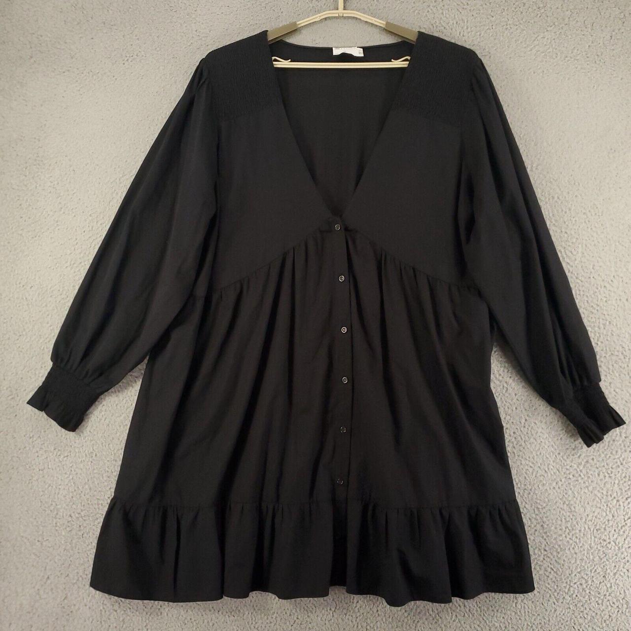 ASOS Dress Womens 22 Long Sleeve Babydoll Black... - Depop