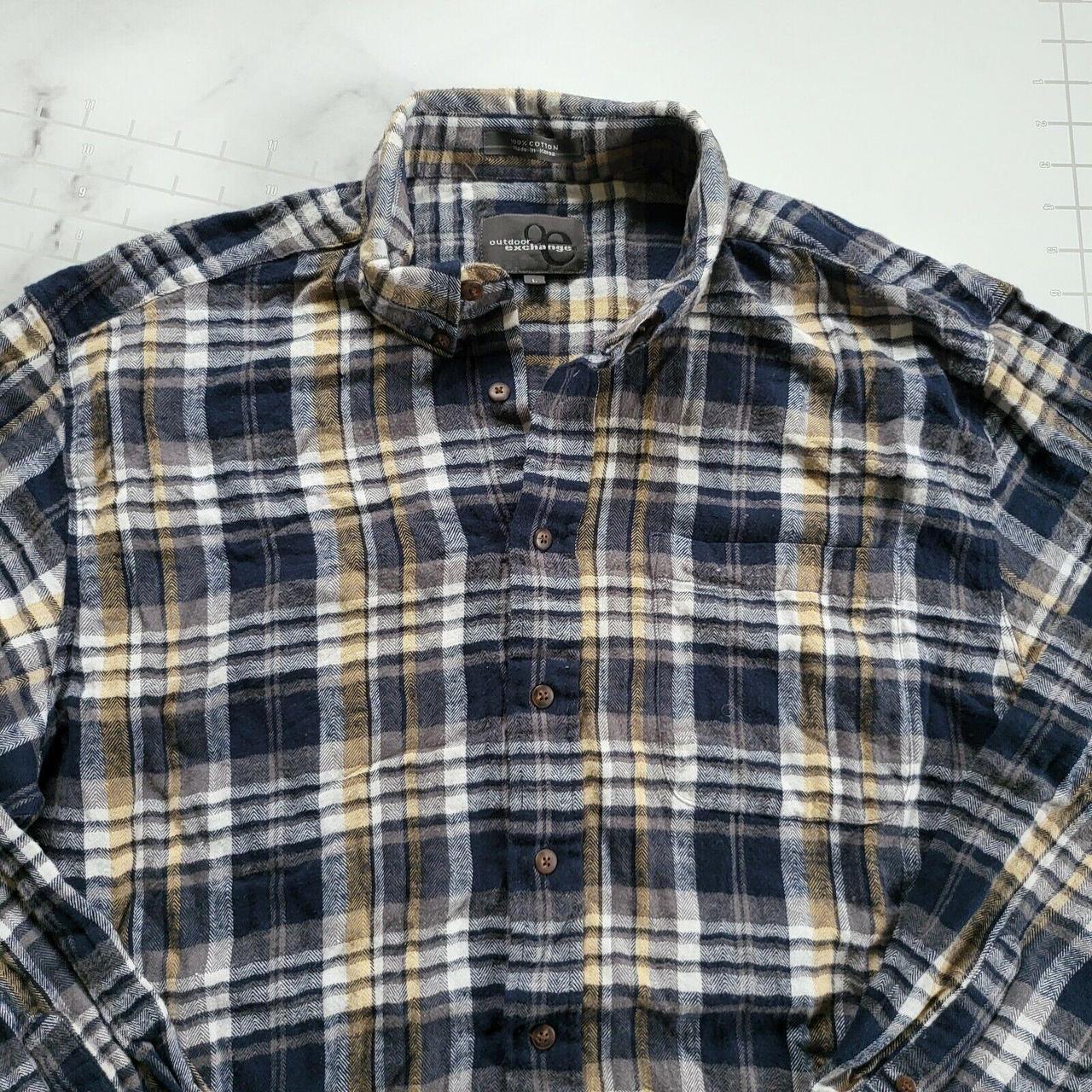 Vintage Outdoor Exchange Shirt Size L Blue Yellow... - Depop