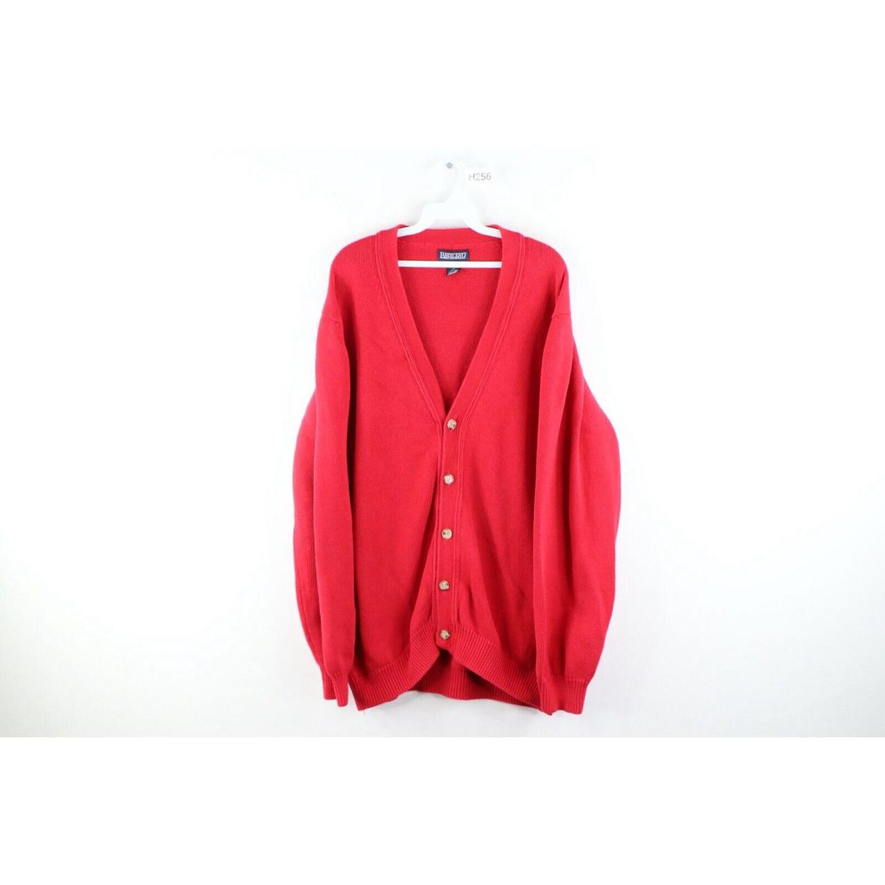 Lands' End Men's Red Cardigan Depop