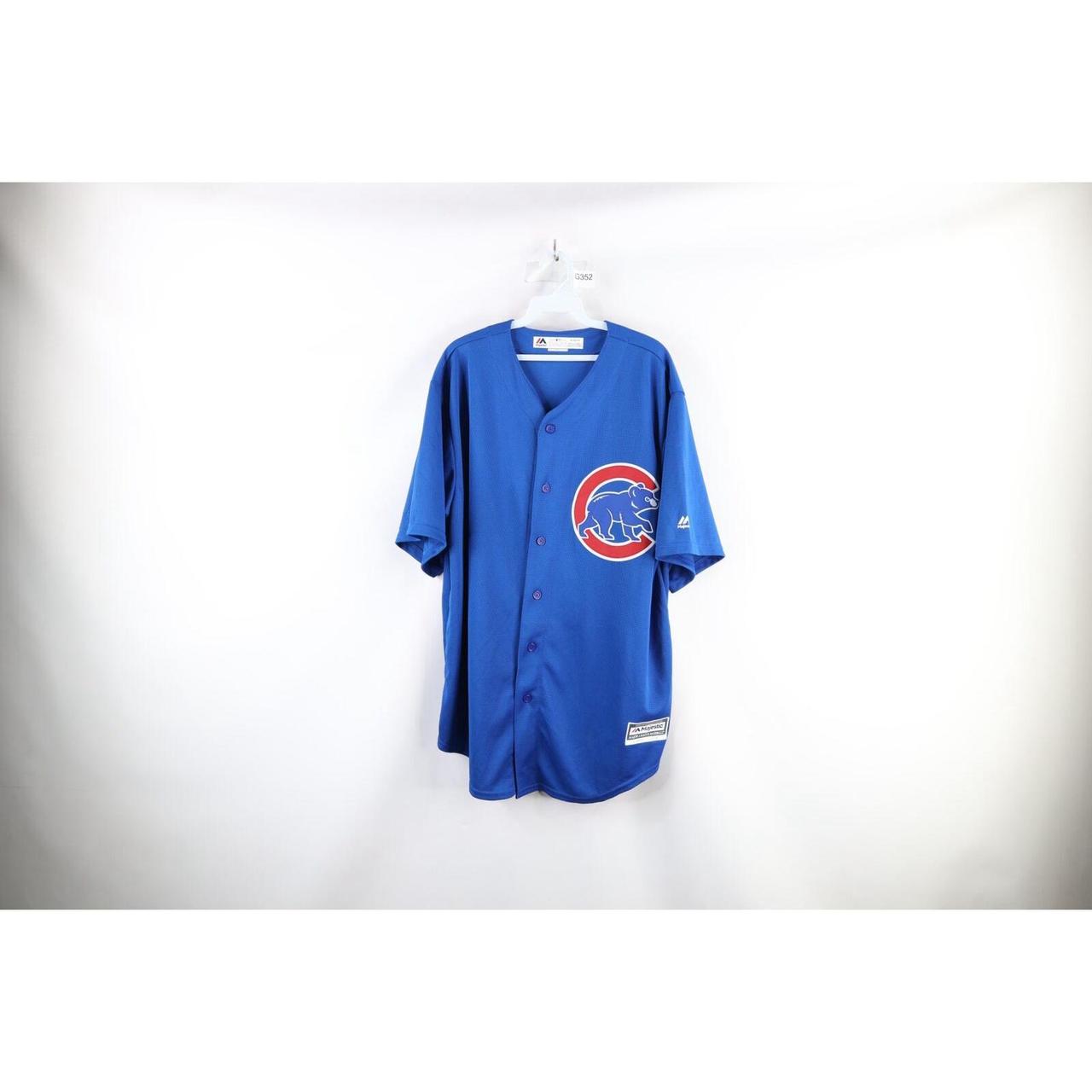 Majestic MLB Chicago Cubs 3/4 Sleeve jersey t Shirt Blue Sz XL