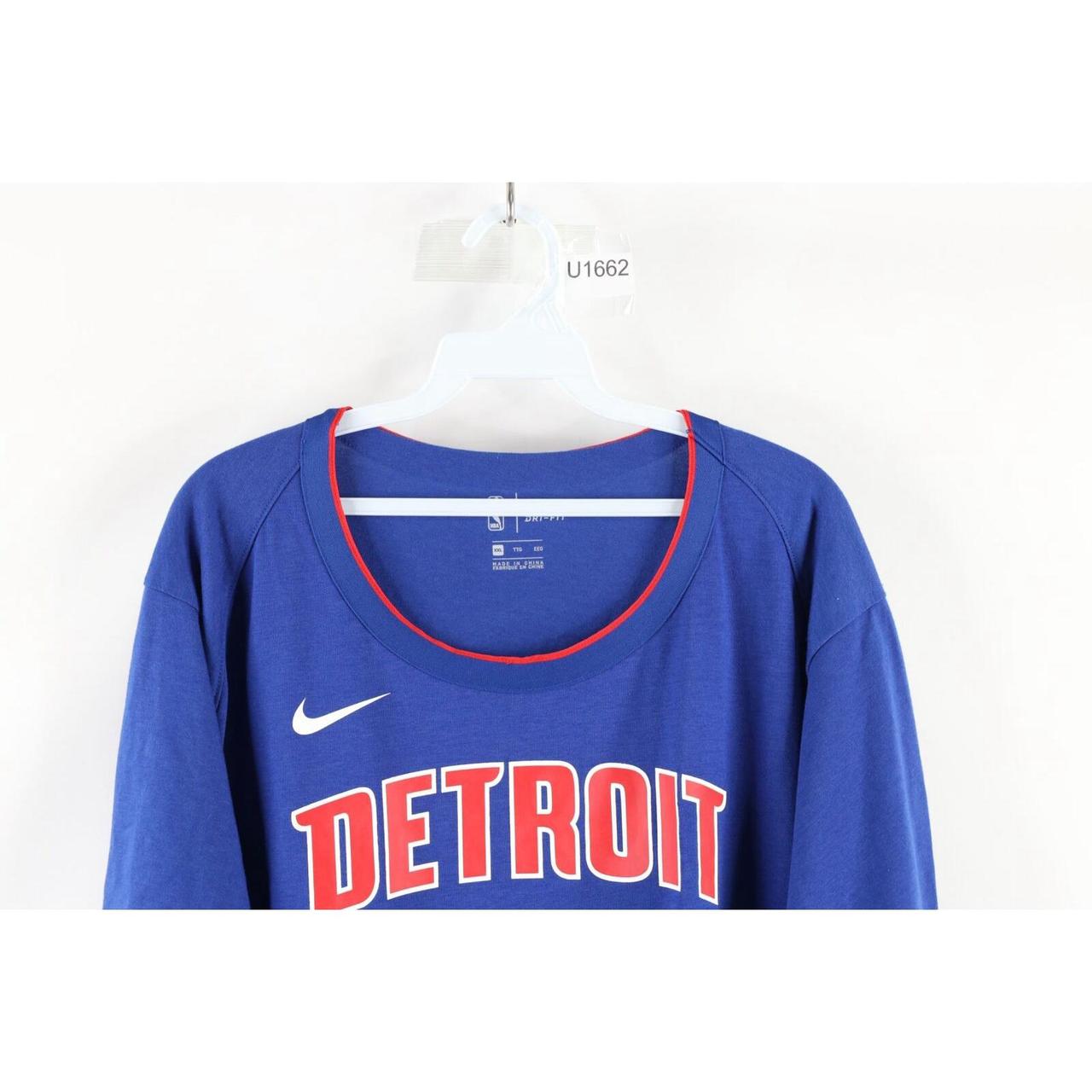 Nike Men's Detroit Pistons Blue Practice Long Sleeve T-Shirt, XXL