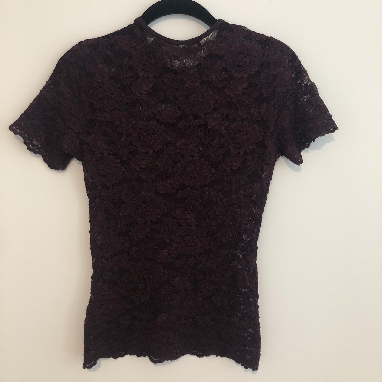 French Connection Women's Burgundy Tshirt Depop