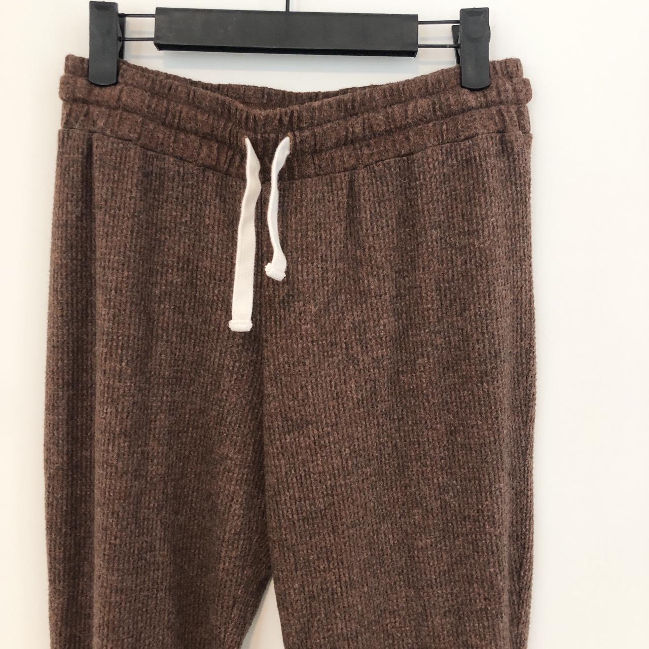 MONROW Thermal Sweats Waffle Joggers Caramel Size M Brown BNWT