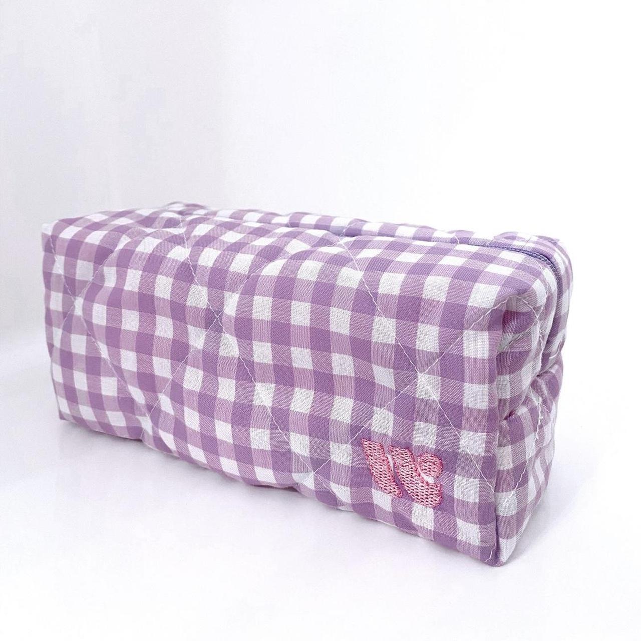 Purple Checkered Make Up Bag