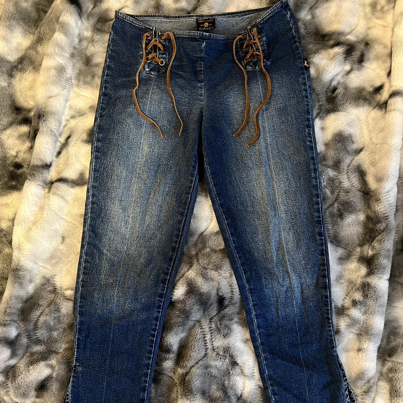 Vintage ultra low-rise denim lace up y2k Bratz from - Depop