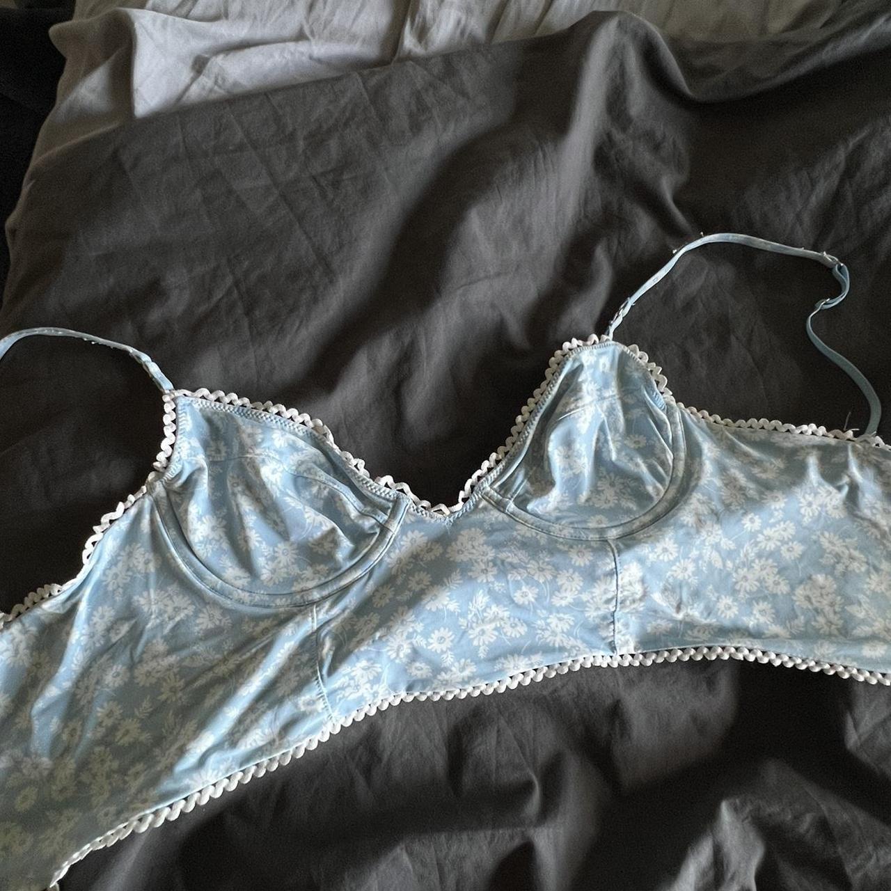 Light blue corset bra floral free people! Super cute... - Depop