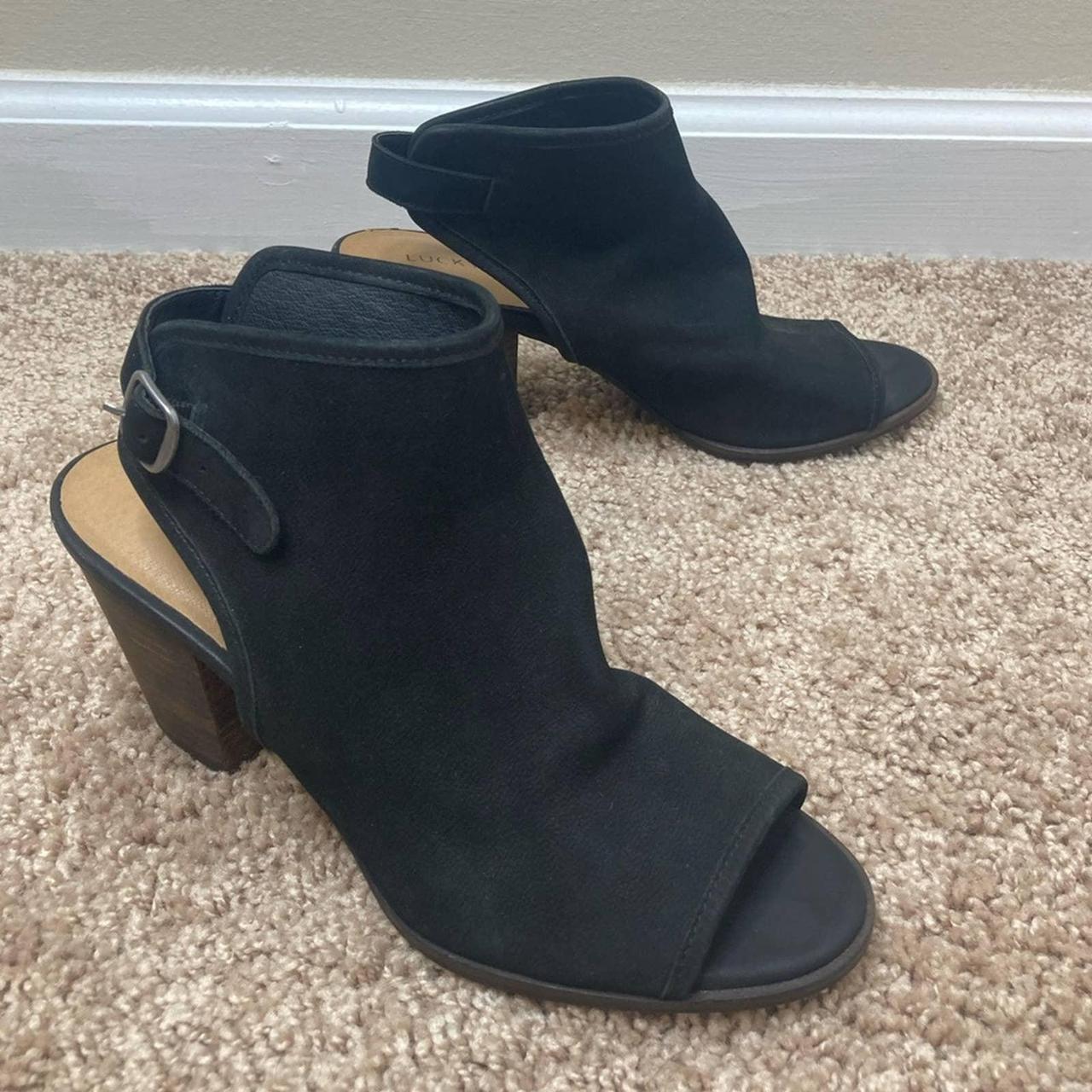 Lucky brand open cheap toe ankle boots