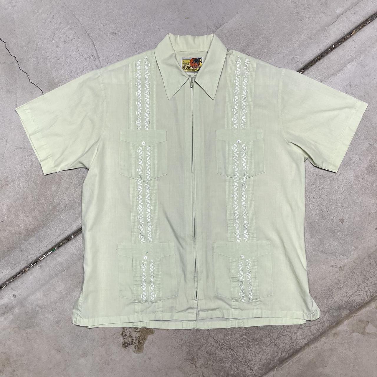 Guayabera Zip Shirt 24x27 Vintage Shirt Depop   P0 