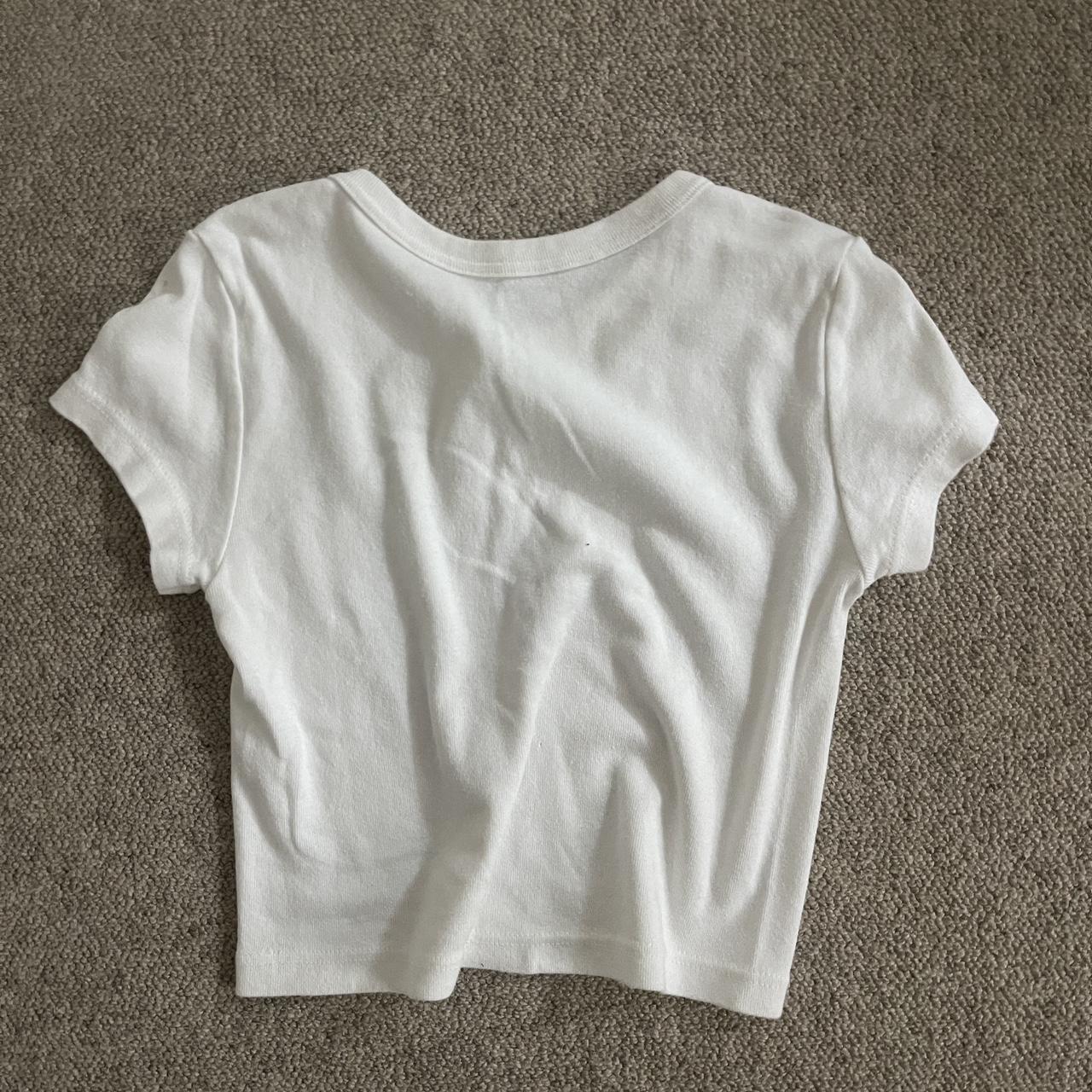 Brandy Melville Women's White and Red Crop-top | Depop