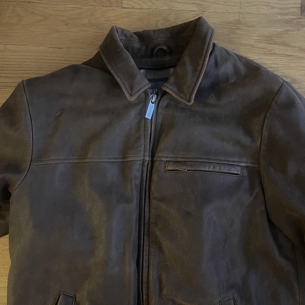 Vintage brown leather jacket (medium) #leather... - Depop