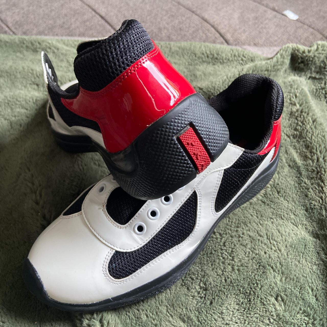 Y2K Vintage Prada Sneakers White, black, red | Depop