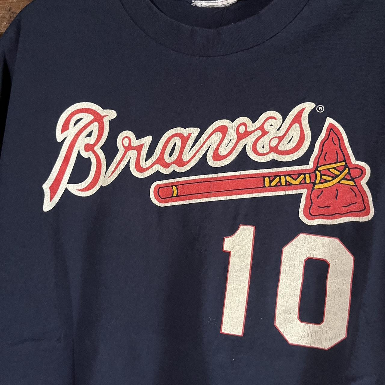 Vintage MLB Majestic Atlanta Braves Chipper Jones 10 - Depop