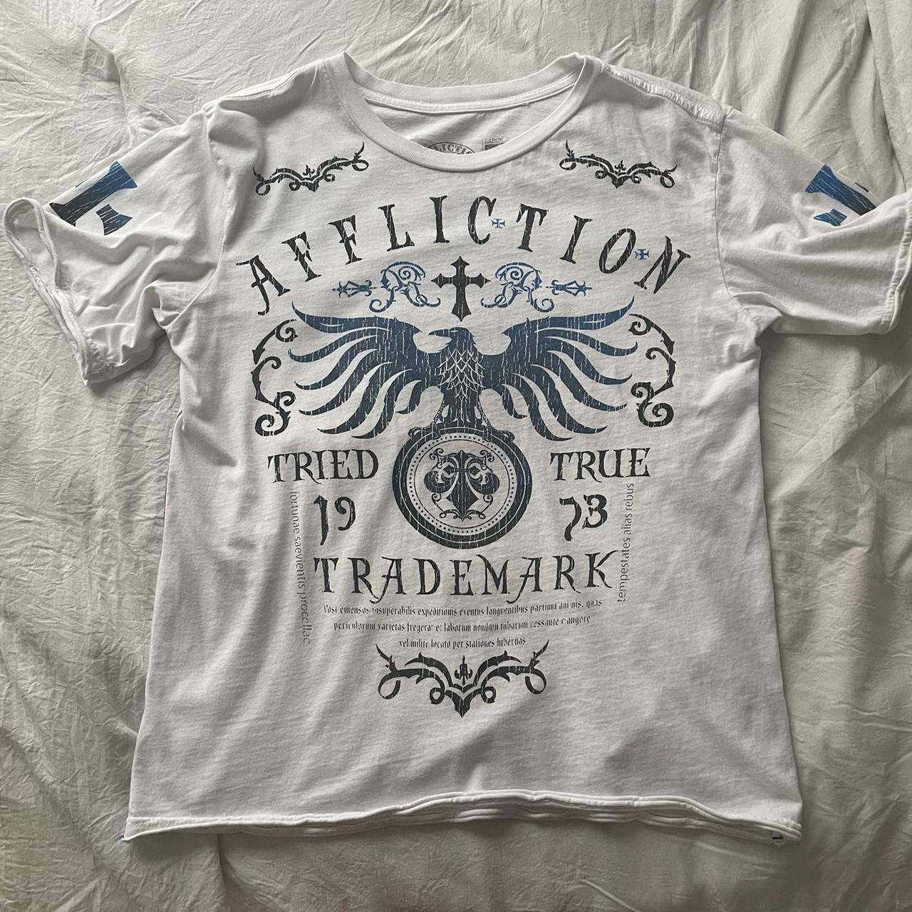 T-shirt Donna Affliction Ac Costruita Per Tatuaggio Speed Biker Y2K - Foto 7
