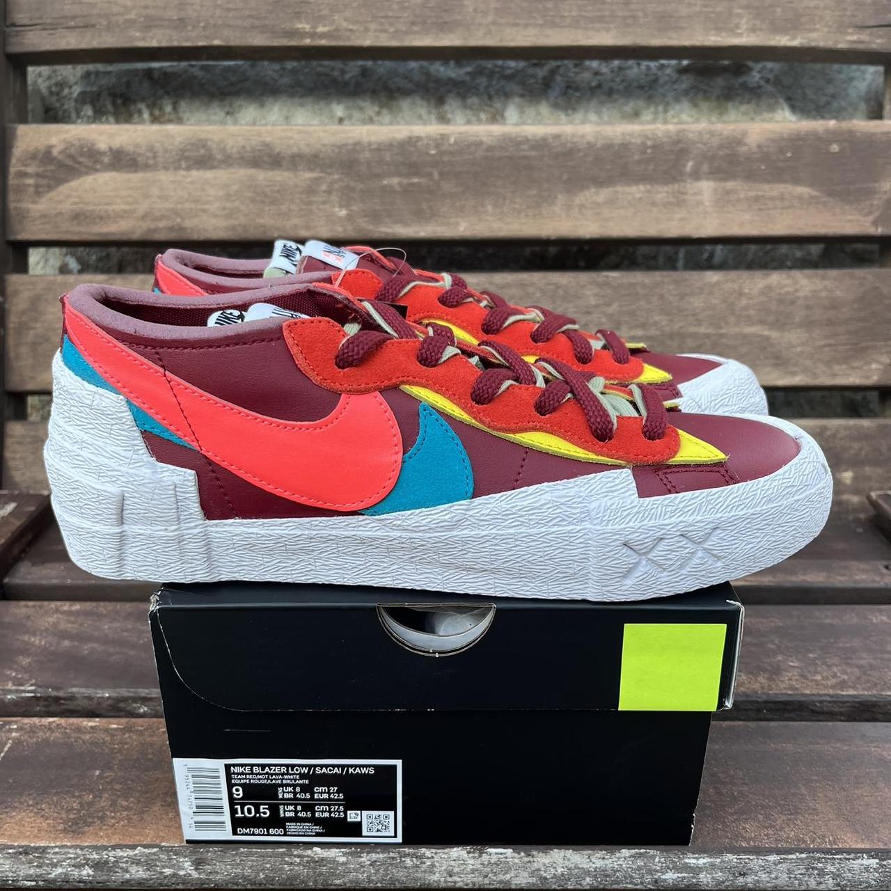 Nike x sacai x KAWS Blazer Low Team Red DM7901-600... - Depop