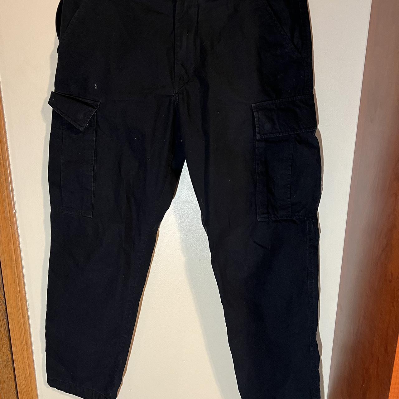 H&M Black Cargo Pants -slightly worn -dm for more... - Depop